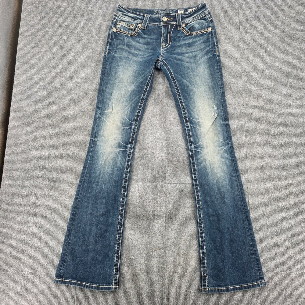 Miss Me Signature Rise Bootcut Jeans Dark Wash Embellished JW5893B2 Size 27